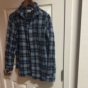 L.L. Bean Blue and White Plaid Button Down Shirt